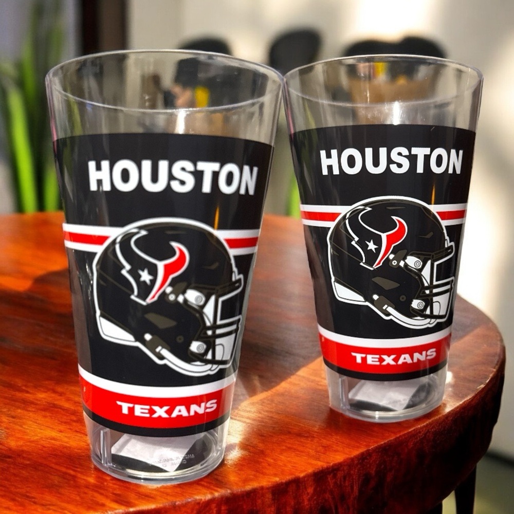 Pair of Houston Texans Black and Red Pint  plastic Glass Set